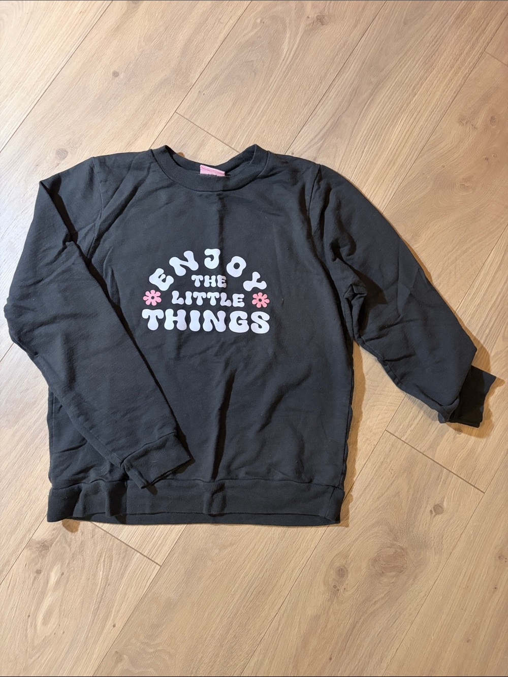 ban.do Grey Sweatshirt with Pink & White 'Enjoy The Little Things' Graphic